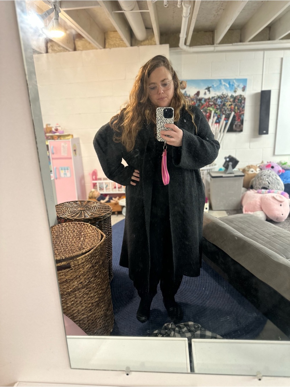 A New Day Black Textured Open Front Longline Duster Cardigan Jacket XL